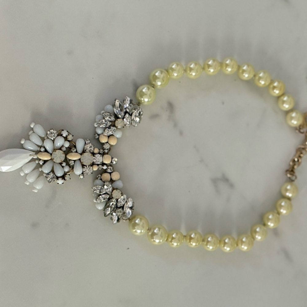 BHLDN Cream Pearl and Silver Crystal Necklace - Picture 4 of 6